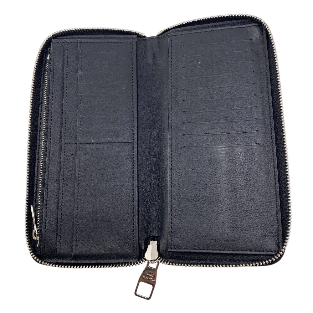 LOUIS VUITTON Long Wallet Purse M58823 Cowhide, Leather black Taurillon Clemence Zippy Wallet Vertical