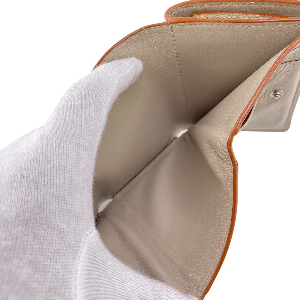 LOEWE Tri-fold wallet leather beige anagram Trifold