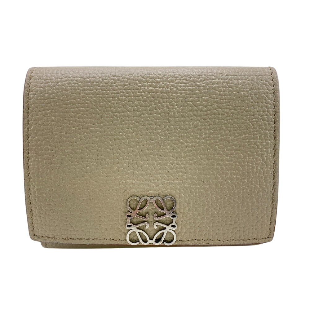 LOEWE Tri-fold wallet leather beige anagram Trifold