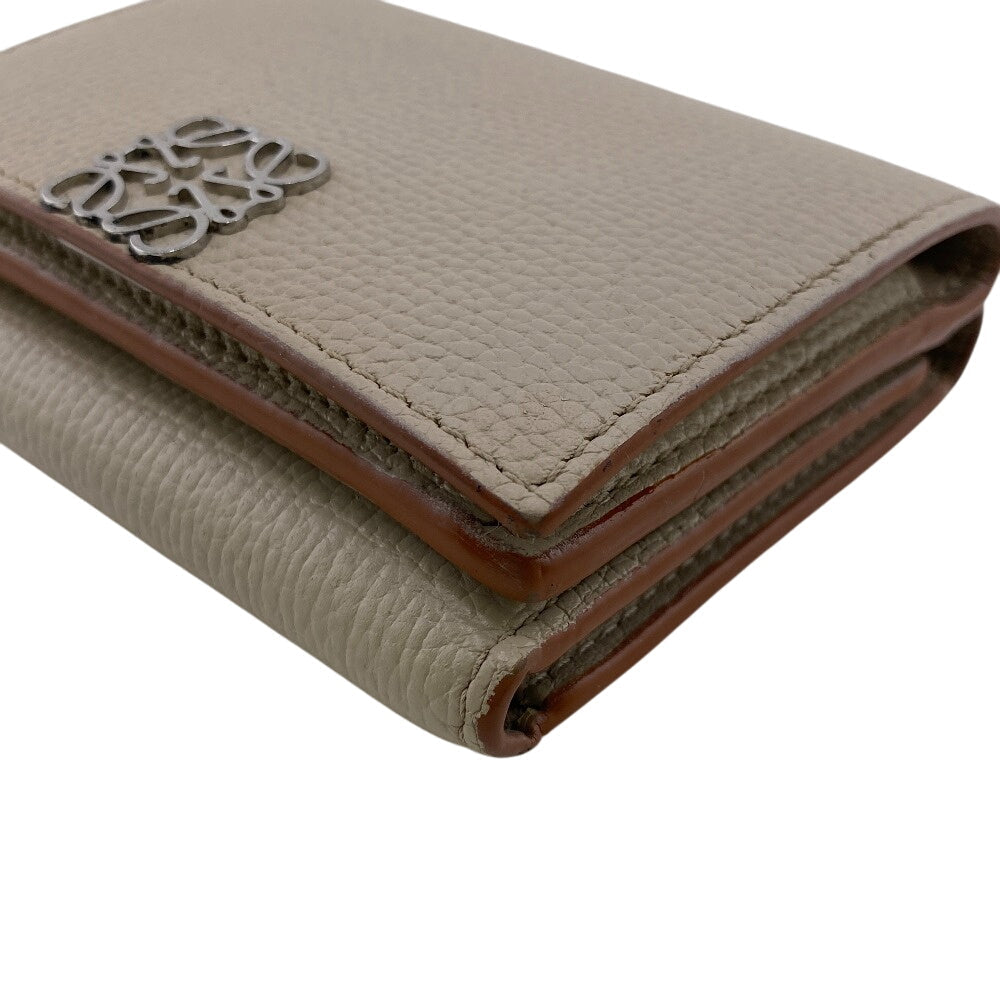 LOEWE Tri-fold wallet leather beige anagram Trifold
