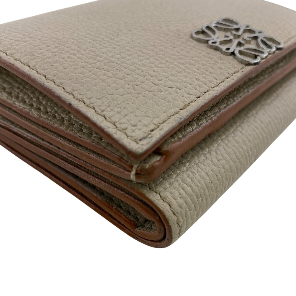 LOEWE Tri-fold wallet leather beige anagram Trifold