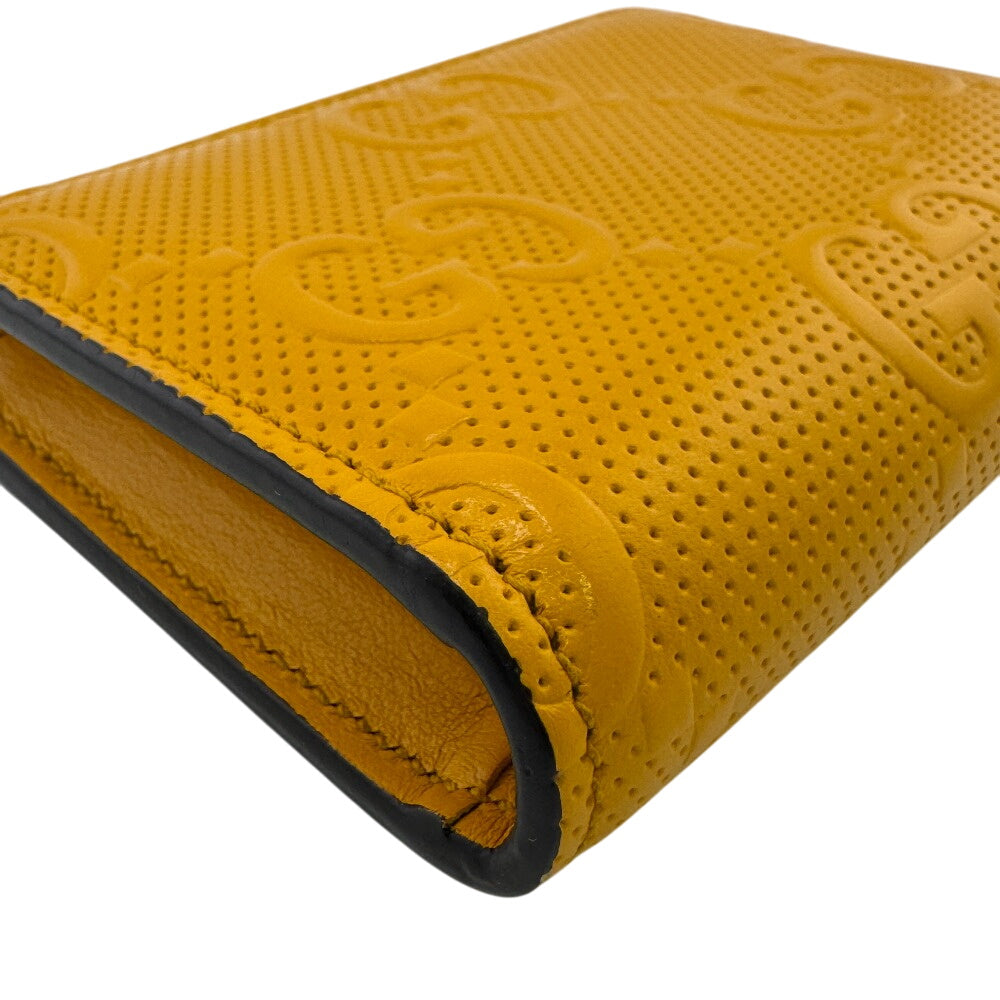 GUCCI Coin case 657571 leather yellow GG emboss