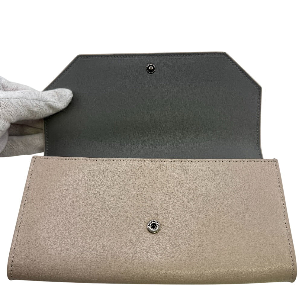 BALENCIAGA Long Wallet Purse 736732 leather beige envelope
