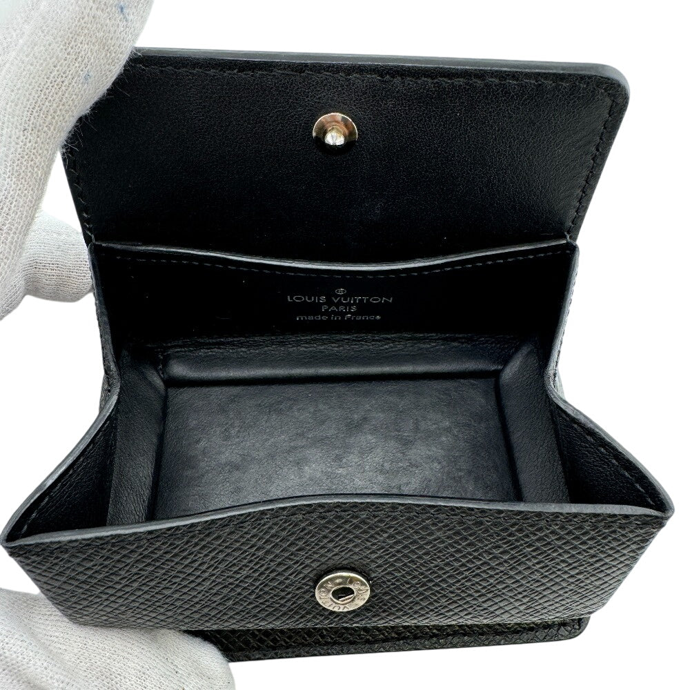 LOUIS VUITTON Coin case M30598 Taiga, Leather black Taiga Coin purse