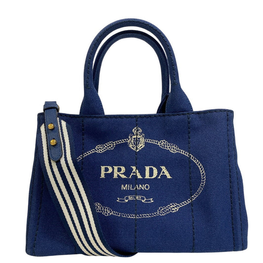 PRADA Handbag 1BG439 canvas Navy Canapa S