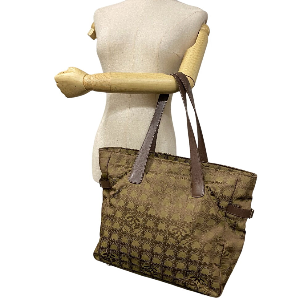 CHANEL Tote Bag Cotton canvas khaki New travel line