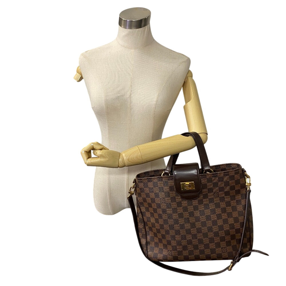 LOUIS VUITTON Handbag N41177 Leather, Cloth Brown Damier Hippopotamus roseberry