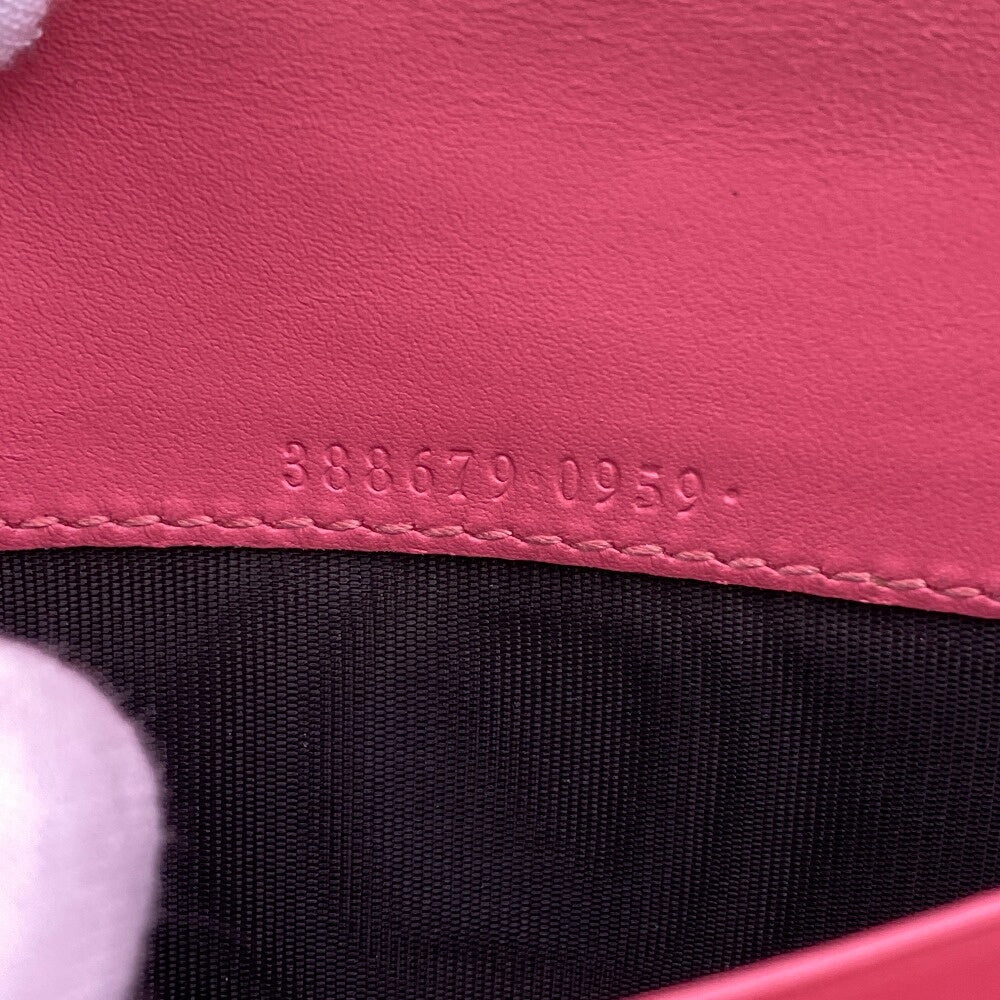 GUCCI Long Wallet Purse 388679 leather pink GG Shima Flap Ribbon