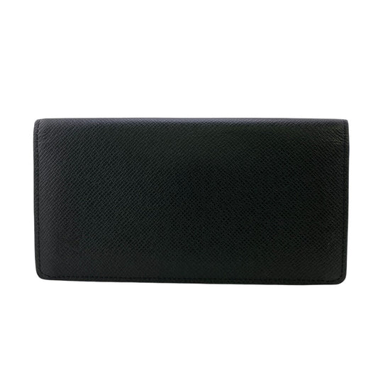 LOUIS VUITTON Long Wallet Purse leather black Taiga Portefeuille Ron