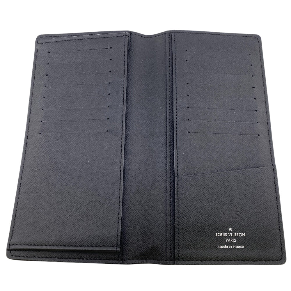 LOUIS VUITTON Long Wallet Purse leather black Taiga Portefeuille Ron