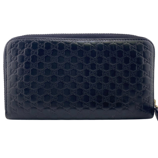 GUCCI Long Wallet Purse 449391 leather black Micro Guccisima