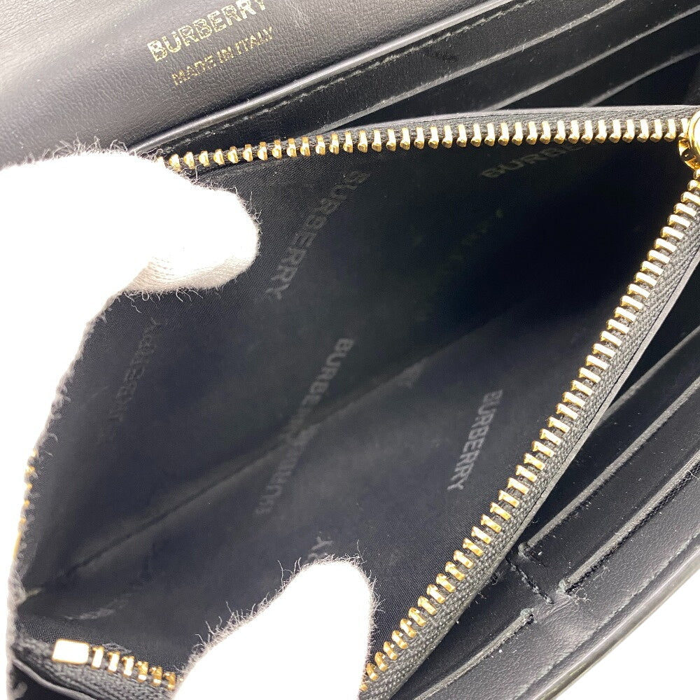 BURBERRY Long Wallet Purse leather black TB Roller
