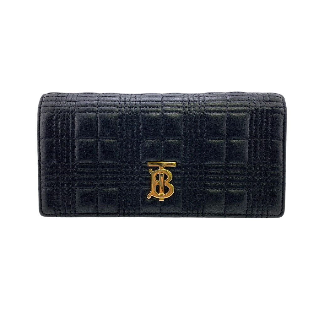 BURBERRY Long Wallet Purse leather black TB Roller