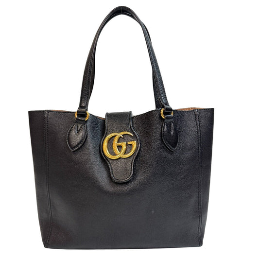 GUCCI Tote Bag 652680 leather black GG Marmont