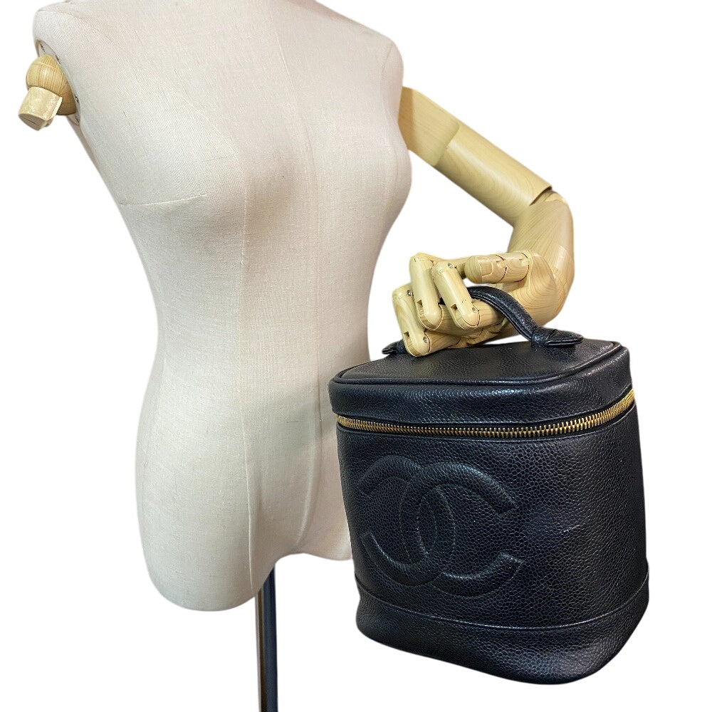 CHANEL Handbag Caviar skin black COCO Mark