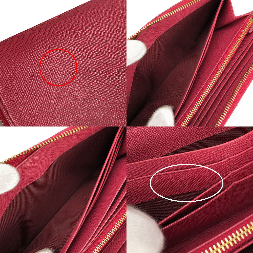 PRADA Long Wallet Purse 1ML506 Embossed leather pink Zip Around Safiano Women Used Authentic