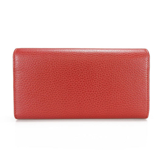 GUCCI Long Wallet Purse 456116 leather Red Petit GG Marmont Women Used Authentic