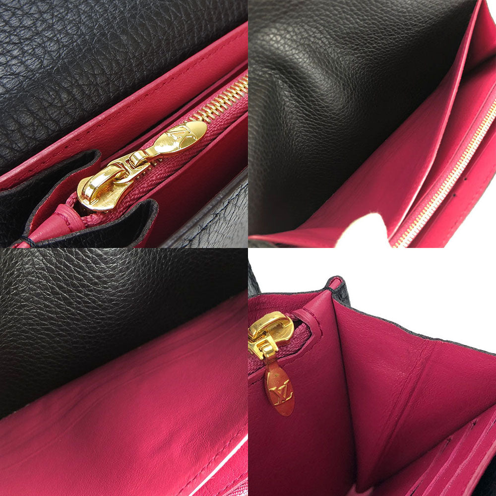 LOUIS VUITTON Long Wallet Purse M61248 leather black Portefeuille Capsine Women Used Authentic