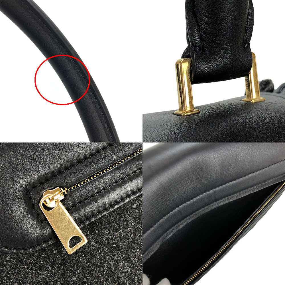 CELINE Handbag Leather, Wool black Trapeze Women Used Authentic