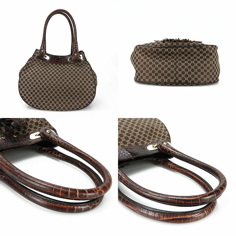 CELINE Tote Bag Canvas, Leather Brown Women Used Authentic