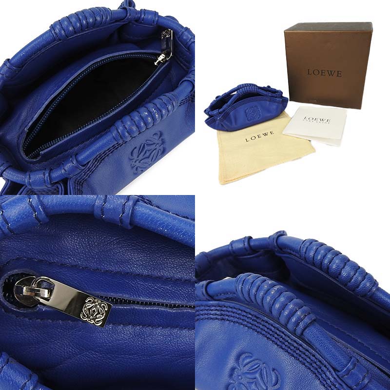 LOEWE Pouch leather blue Nappa Aire Women Used Authentic