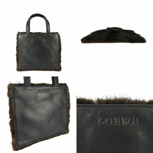LOEWE Handbag leather black Women Used Authentic