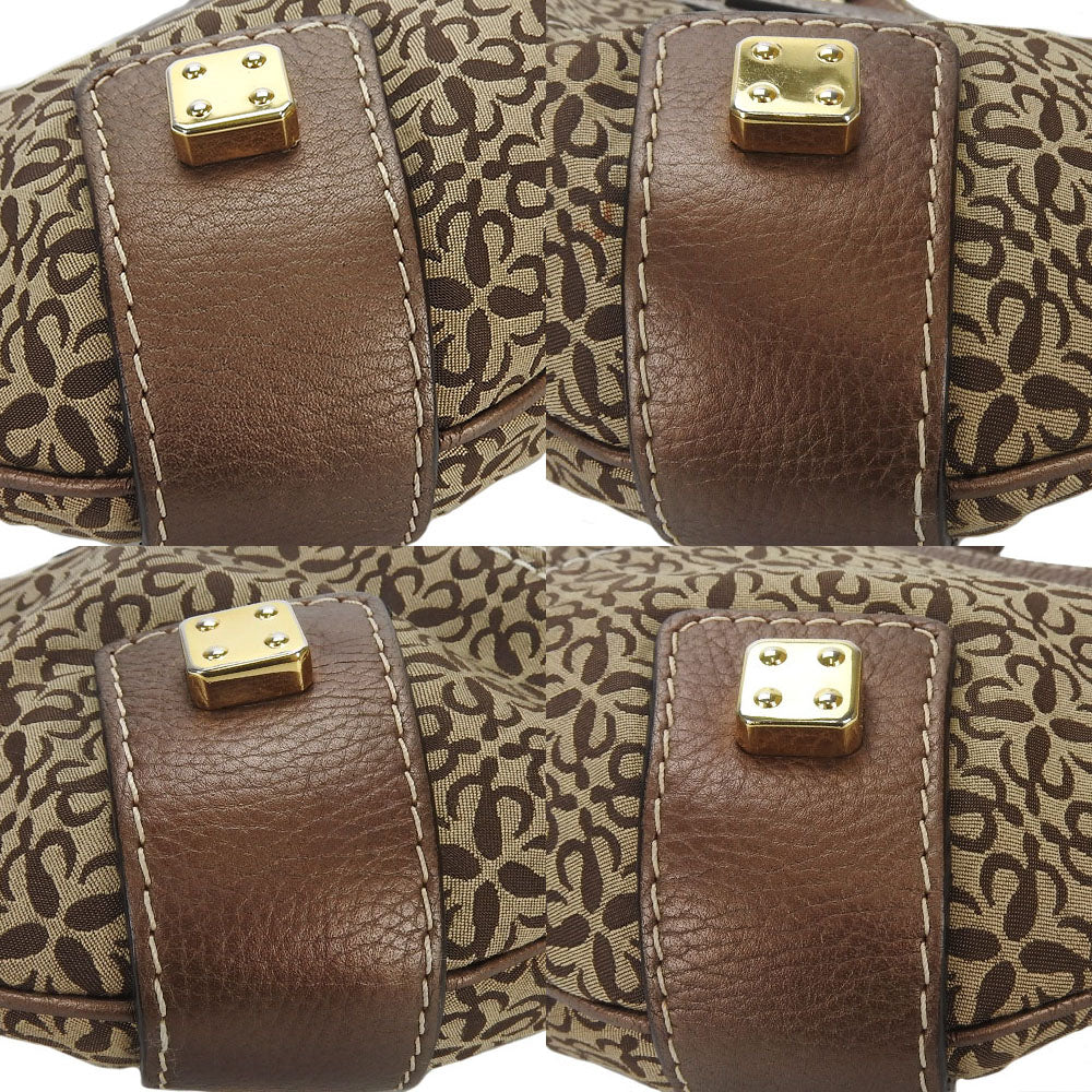 LOEWE Shoulder Bag Canvas, Leather Brown Women Used Authentic