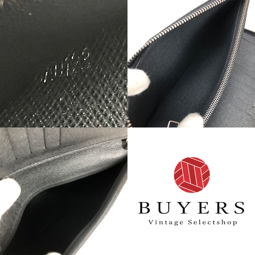 LOUIS VUITTON Long Wallet Purse M32822 Taiga black Zippy Wallet Vertical mens Used Authentic