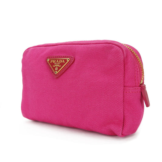 PRADA Pouch 1N0340 canvas pink Women Used Authentic