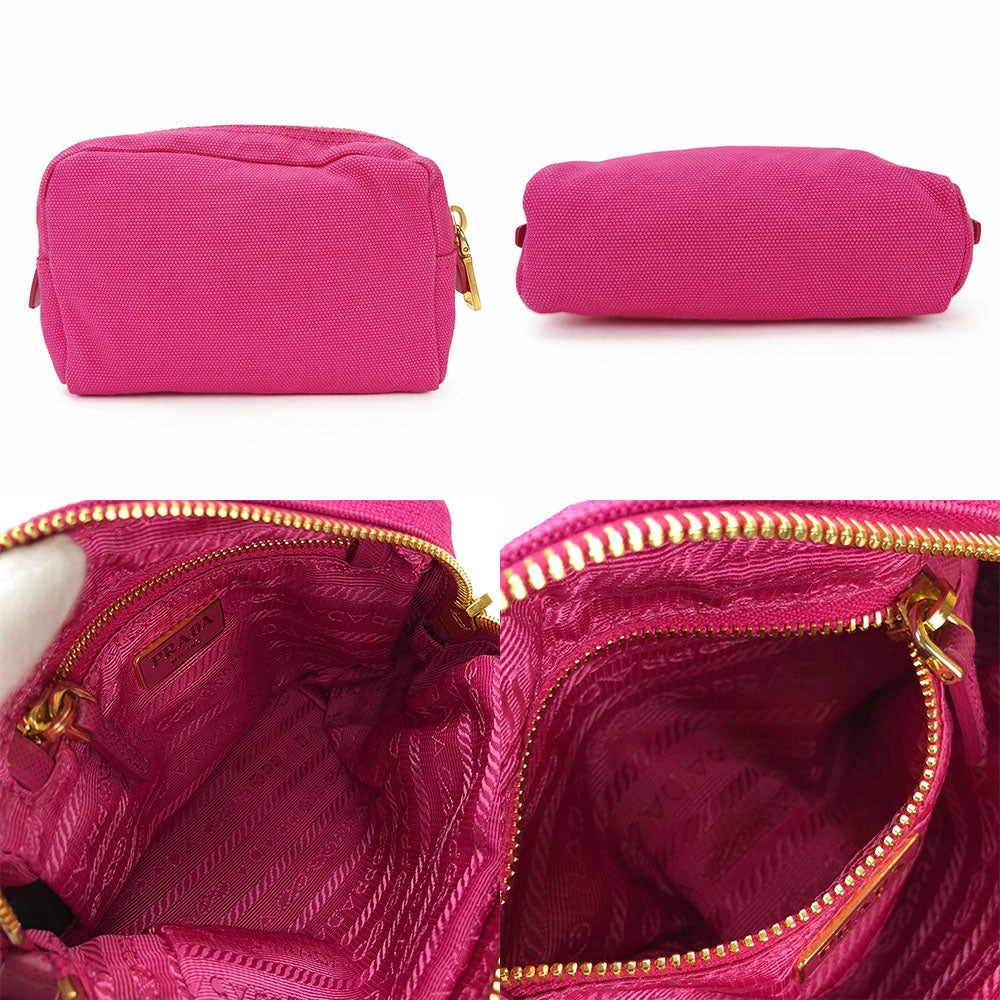 PRADA Pouch 1N0340 canvas pink Women Used Authentic
