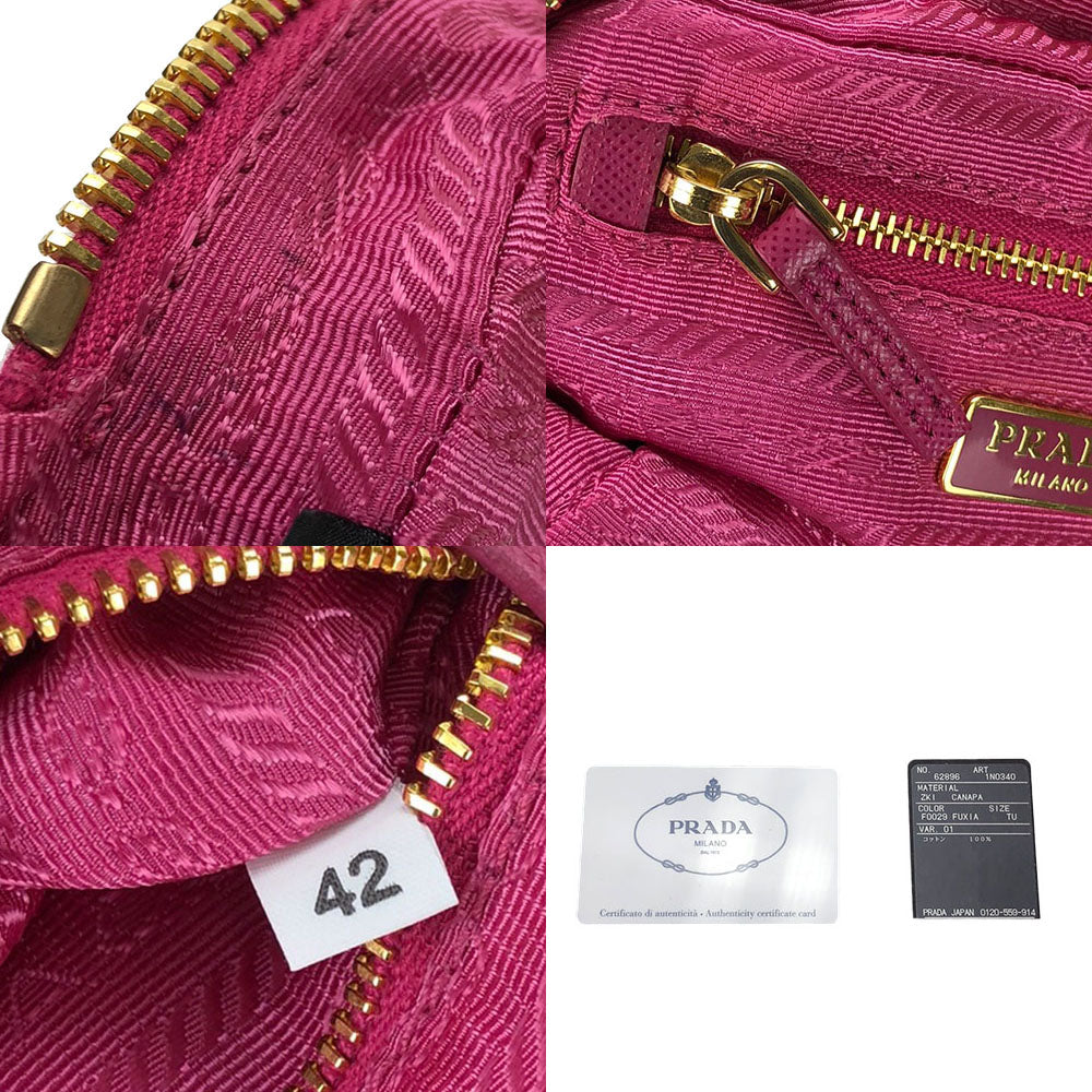 PRADA Pouch 1N0340 canvas pink Women Used Authentic