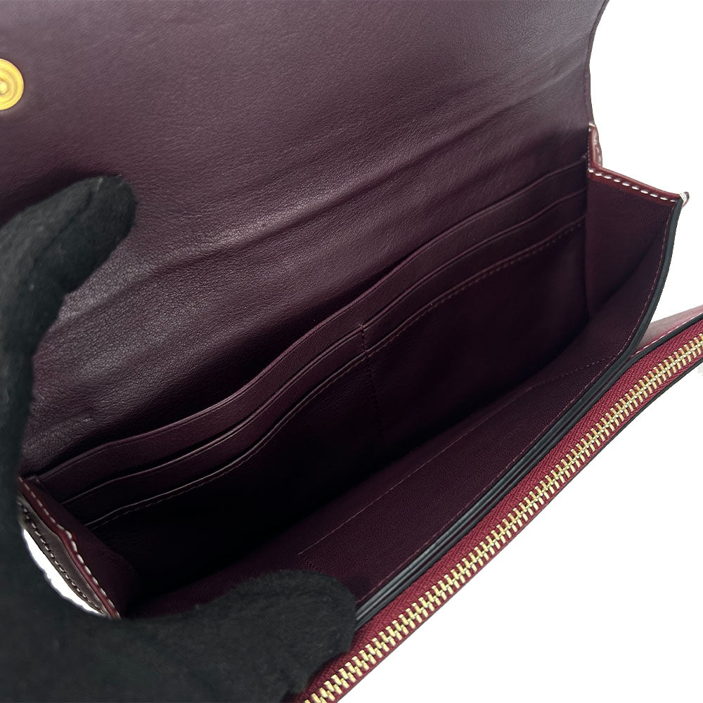LOEWE Shoulder Bag leather Bordeaux anagram Women Used Authentic