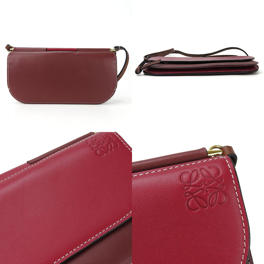 LOEWE Shoulder Bag leather Bordeaux anagram Women Used Authentic