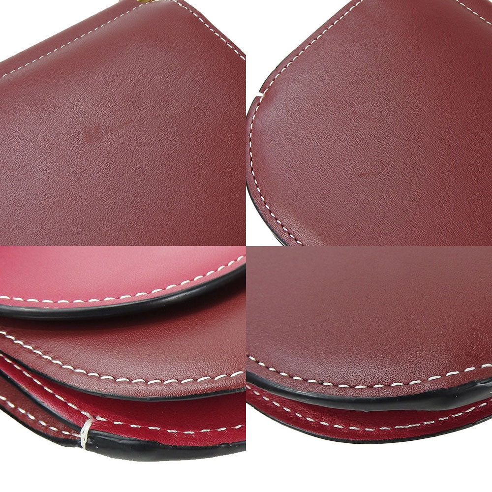 LOEWE Shoulder Bag leather Bordeaux anagram Women Used Authentic