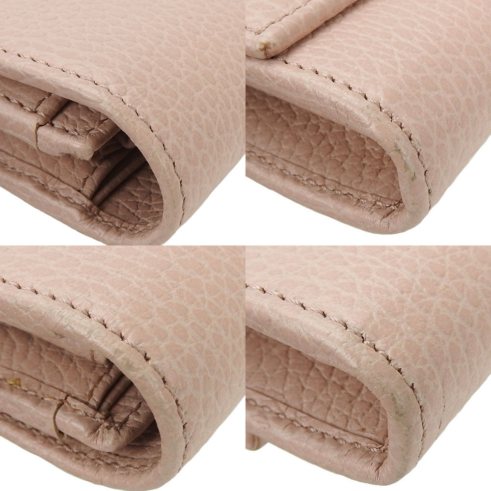 GUCCI Long Wallet Purse 456116 leather pink Double G GG Marmont Women Used Authentic