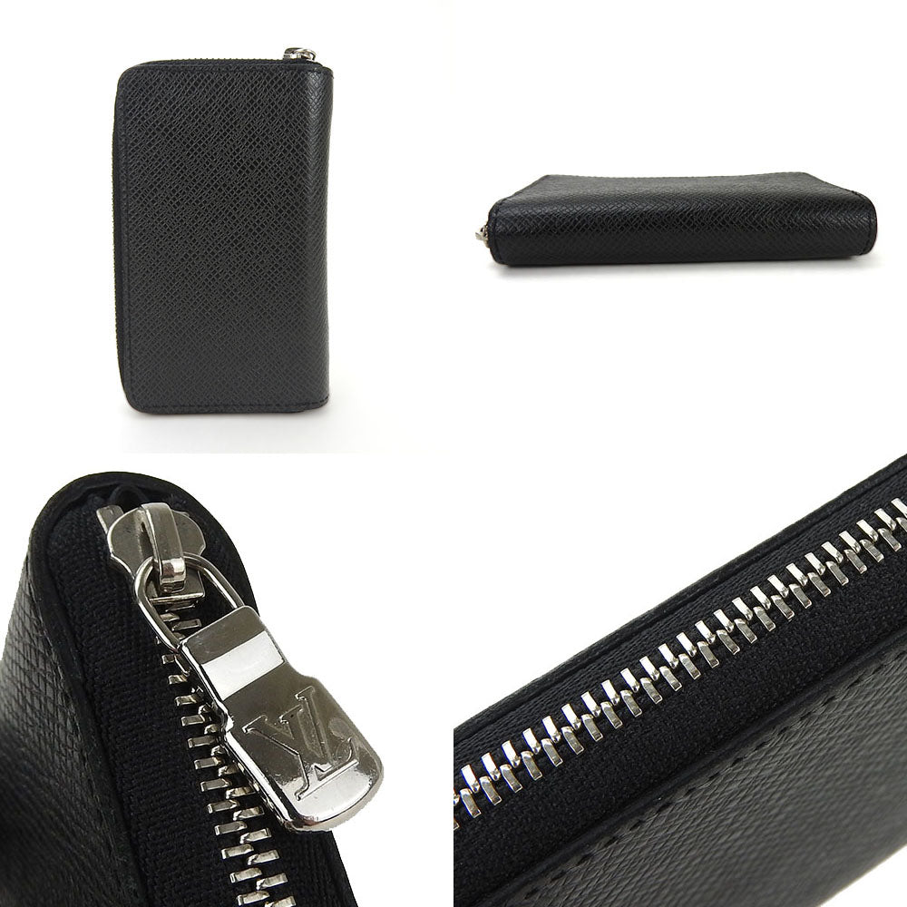 LOUIS VUITTON Coin case M32832 Taiga black Zippy coin purse mens Used Authentic
