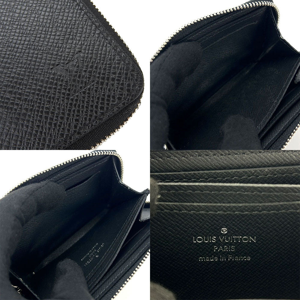 LOUIS VUITTON Coin case M32832 Taiga black Zippy coin purse mens Used Authentic
