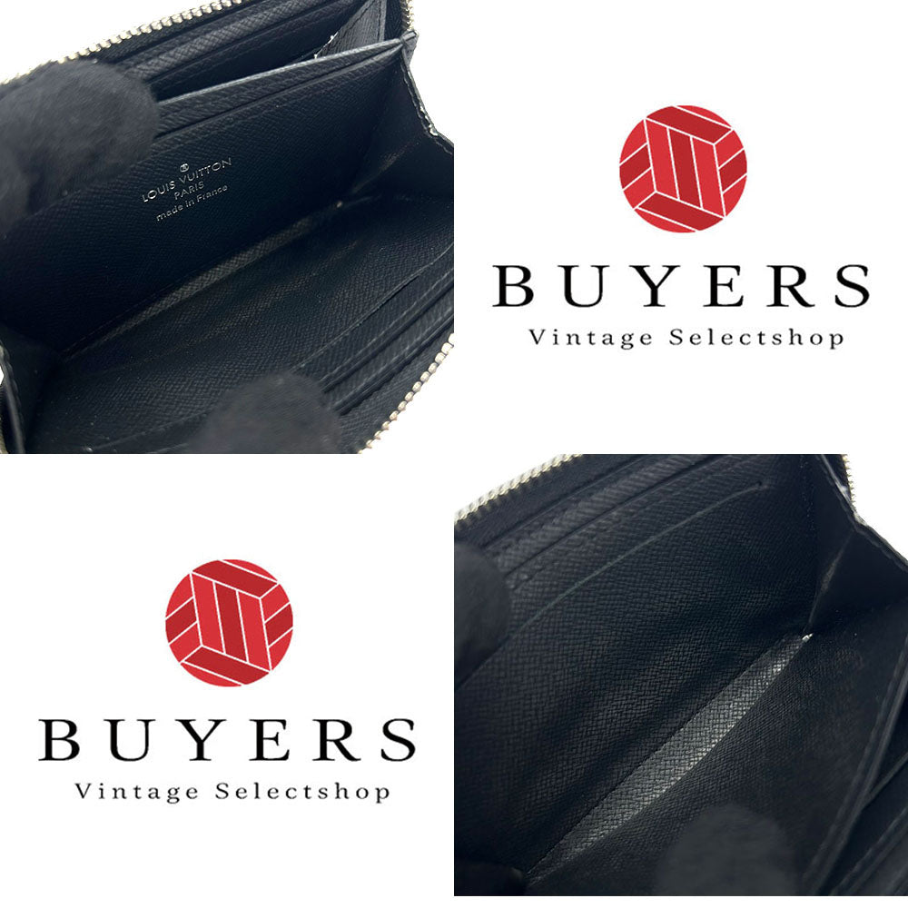 LOUIS VUITTON Coin case M32832 Taiga black Zippy coin purse mens Used Authentic