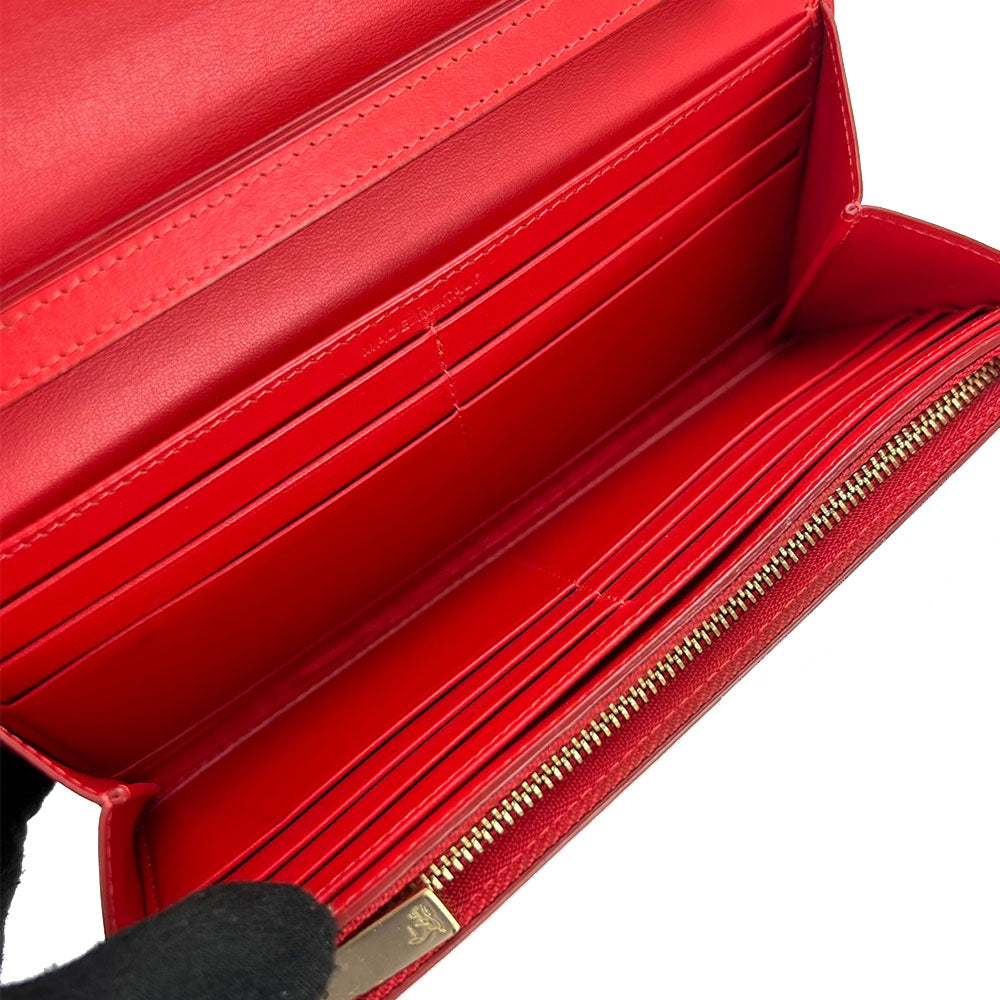 Christian Louboutin Long Wallet Purse 1175077 Calfskin, Leather Red Studded Long Wallet Purse Macaron Continental Women Used Authentic