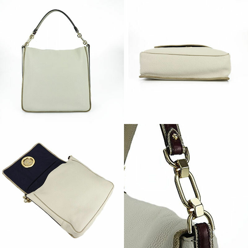 LOEWE Shoulder Bag 374.96.623 leather white Miami Women Used Authentic