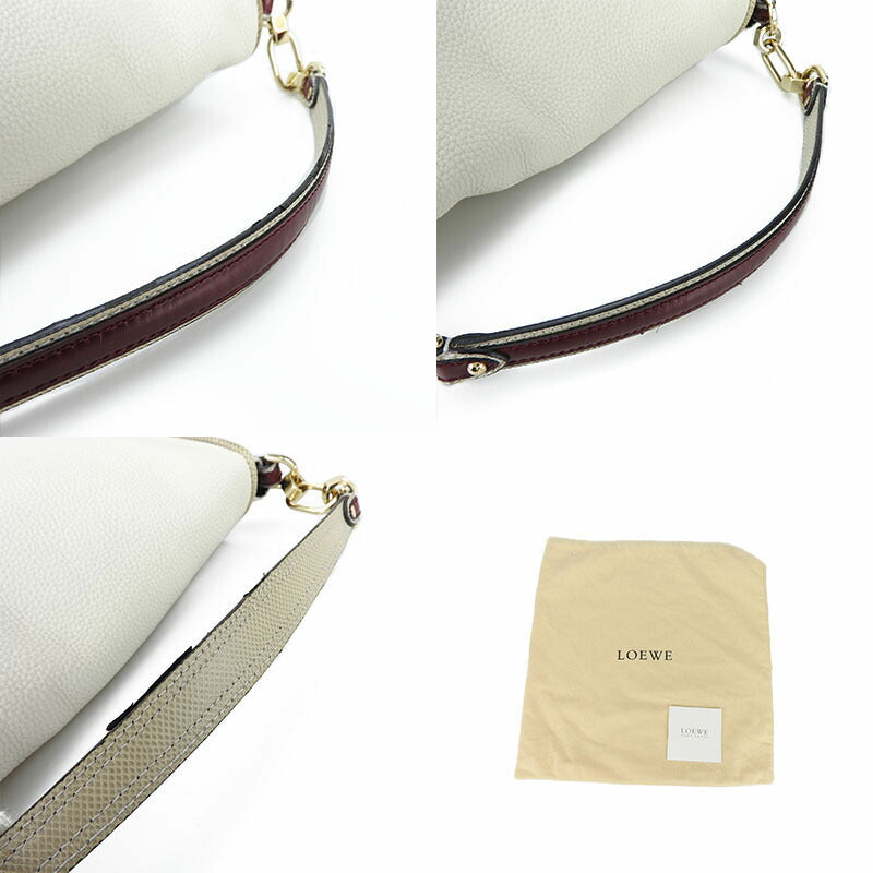 LOEWE Shoulder Bag 374.96.623 leather white Miami Women Used Authentic