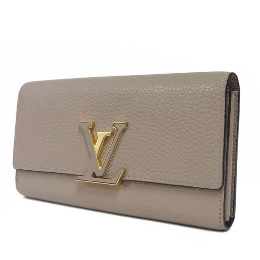 LOUIS VUITTON Long Wallet Purse M61249 leather beige Portefeuille Capsine Women Used Authentic