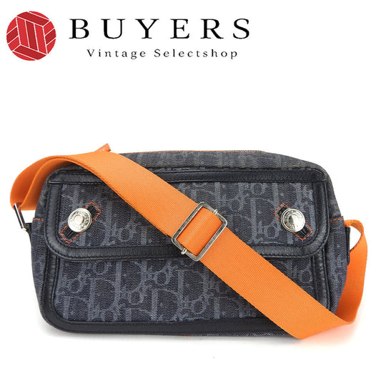 Dior Shoulder Bag denim black Flight line Women Used Authentic