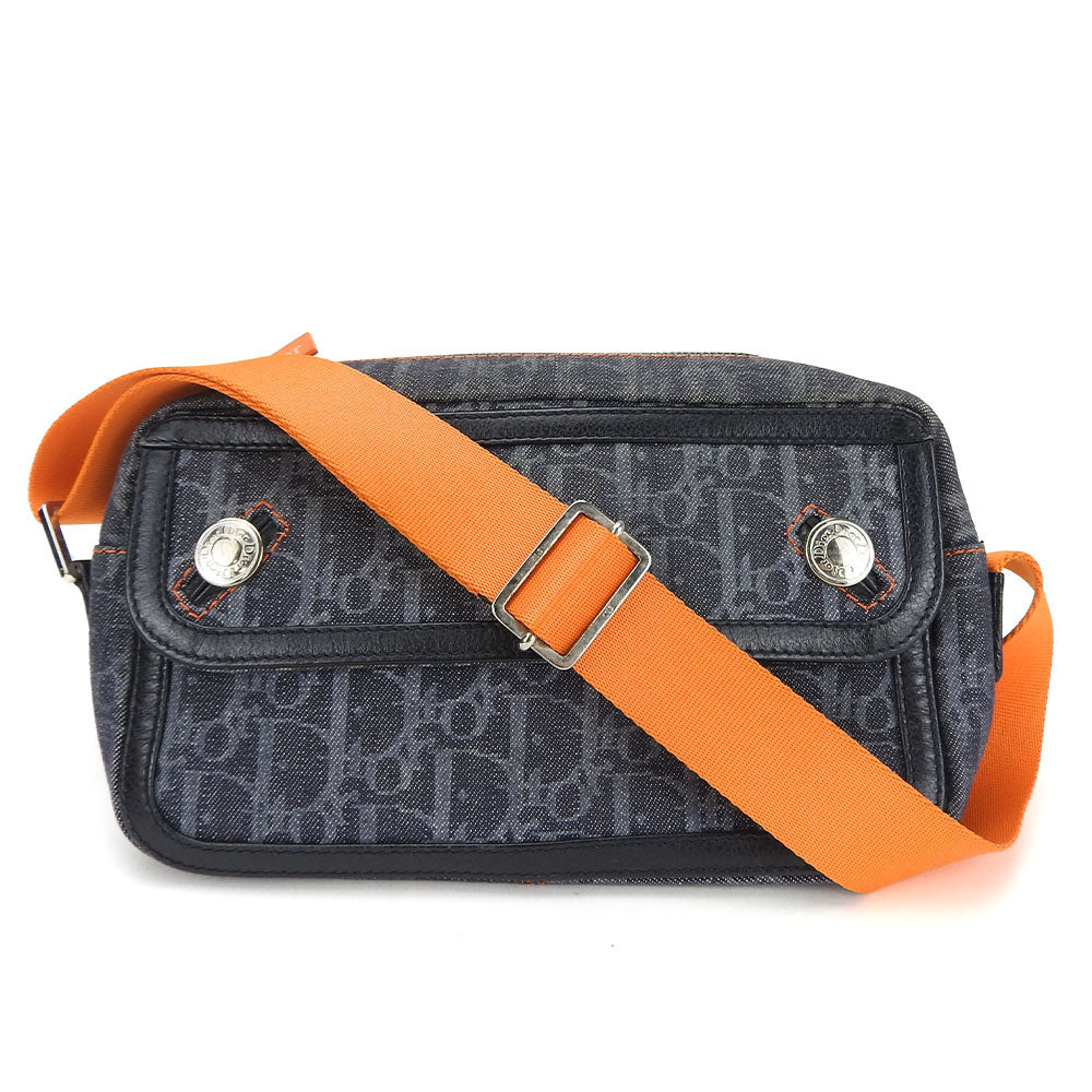 Dior Shoulder Bag denim black Flight line Women Used Authentic
