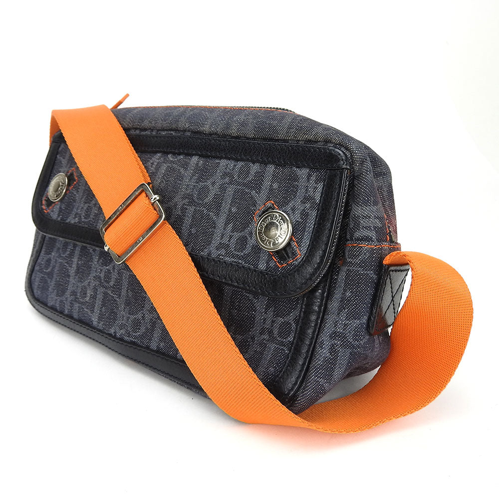 Dior Shoulder Bag denim black Flight line Women Used Authentic