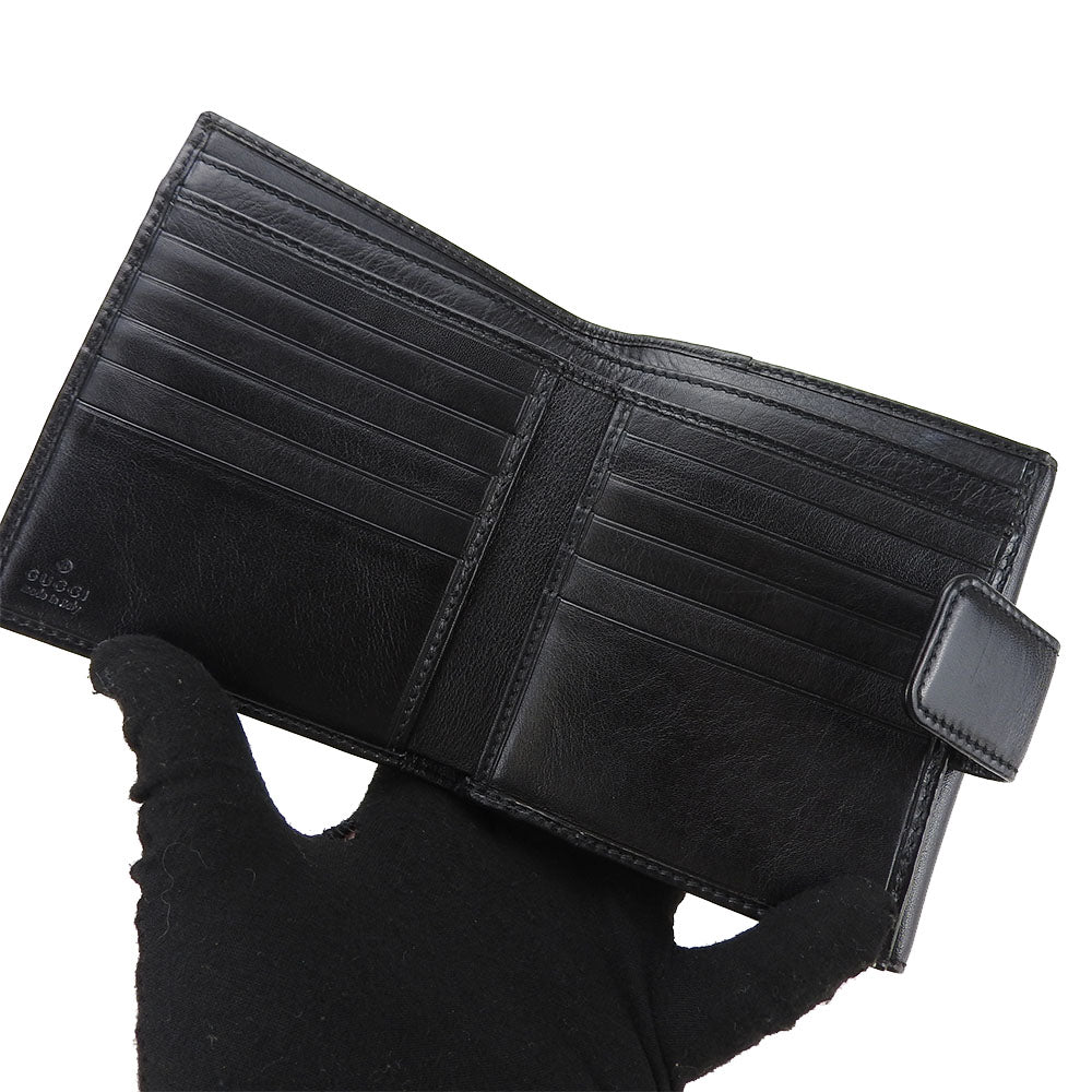 GUCCI Bifold Wallet 162759 leather black Women Used Authentic