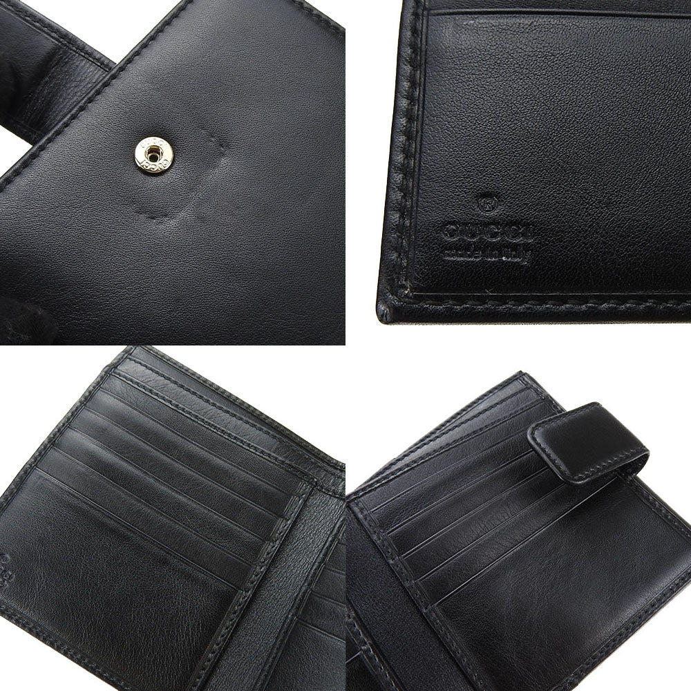 GUCCI Bifold Wallet 162759 leather black Women Used Authentic
