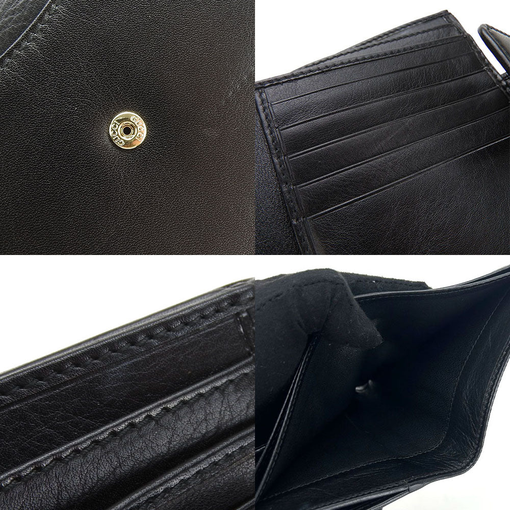 GUCCI Bifold Wallet 162759 leather black Women Used Authentic