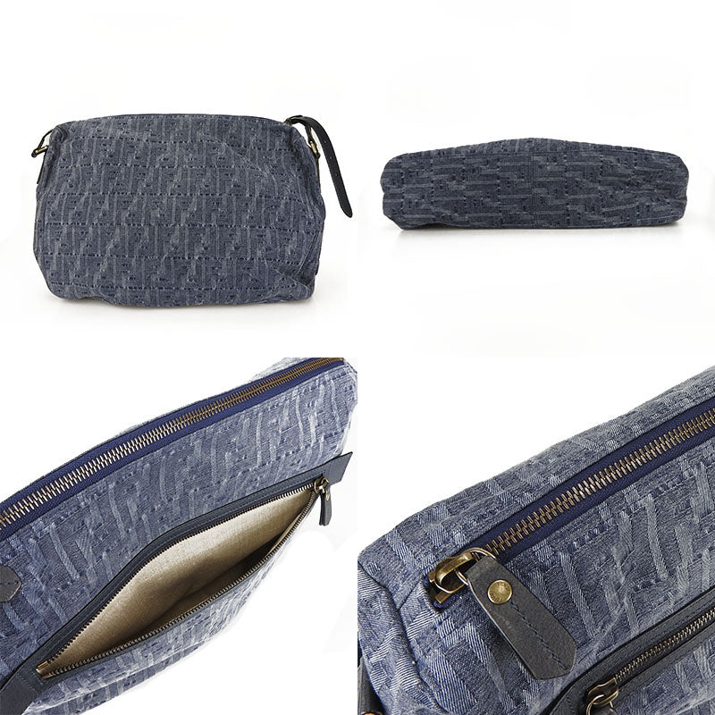 FENDI Shoulder Bag 7VA226 Denim, Leather blue Women Used Authentic
