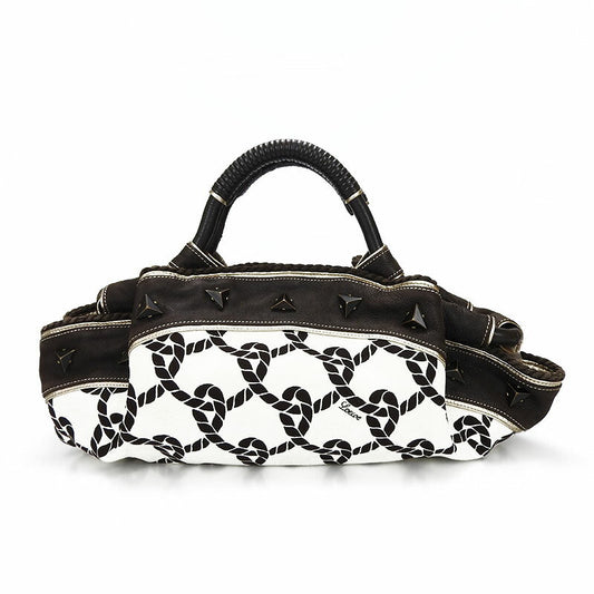 LOEWE Handbag Leather, Canvas Dark brown anagram Nappa Aire Women Used Authentic